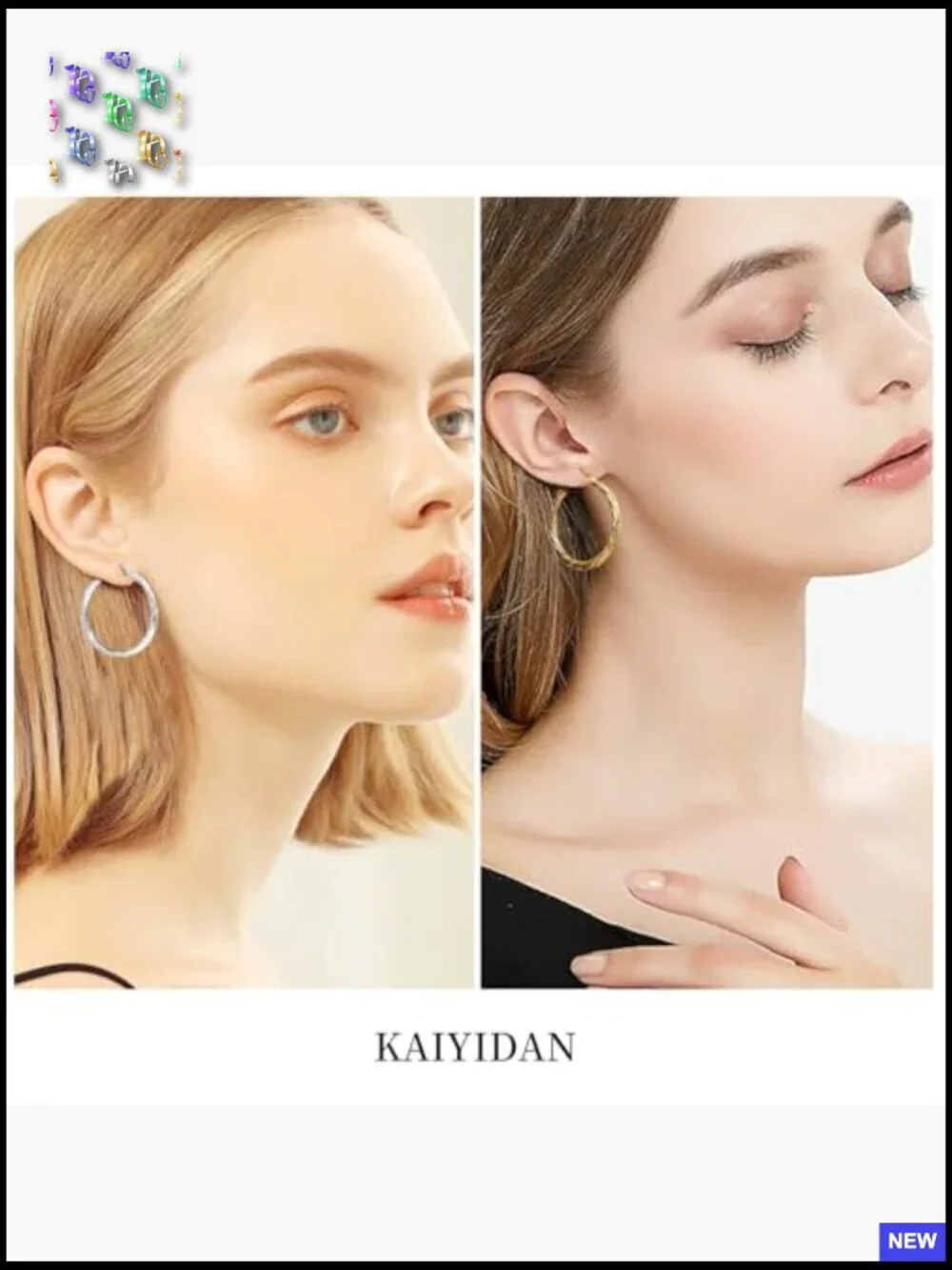 2 Pair Hoop Earrings Set Gold Silver Chunky Huggie Twisted Geometric Fashion